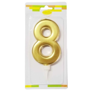 Свеча Цифра Большая Gold 8