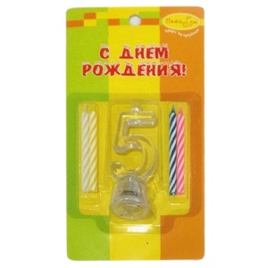 Свечи с мигающим держателем Цифра 5