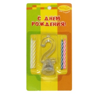 Свечи с мигающим держателем Цифра 2