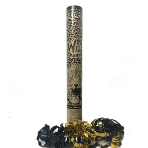 30 см Пневмохлопушка Wild Party, black&gold серпантин