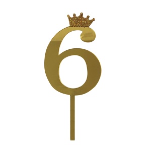 Топпер цифра 6 Корона GOLD
