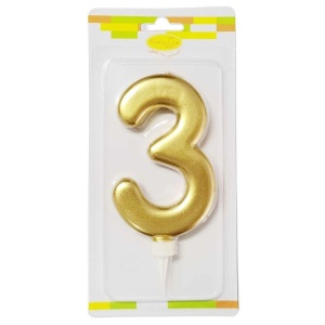 Свеча Цифра Большая Gold 3