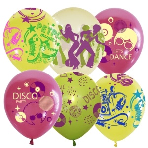 Набор шаров ассорти рис. Disco Party 25шт 12"/30см