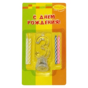 Свечи с мигающим держателем Цифра 3