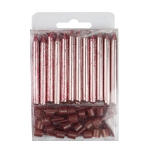 Свечи Rose Gold с блестками 24шт 