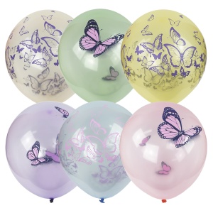 12"/30см Кристалл Bubble ассорти рис Бабочки 25шт