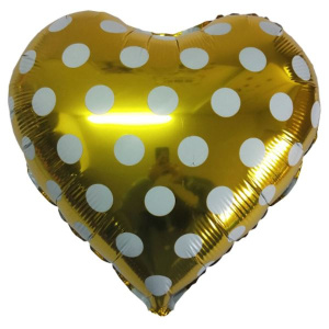 Сердце GOLD "Горошек белый"