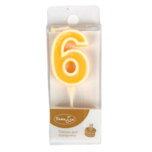 Свеча Цифра цветная 6