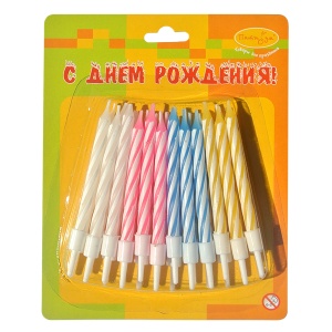 товары для праздника, свечи для торта, MC Свечи-мини 2-х цветные 24шт с держателями 6см