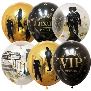 Набор шаров 12"/30см ассорти рис. VIP Party 25шт