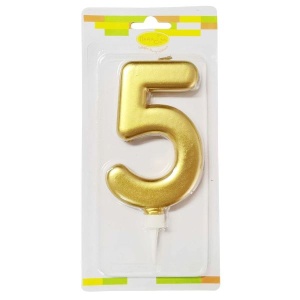 Свеча Цифра Большая Gold 5