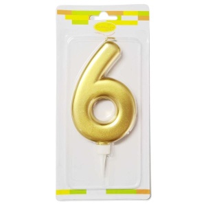 Свеча Цифра Большая Gold 6
