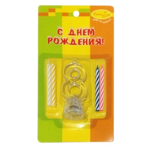 Свечи с мигающим держателем Цифра 8