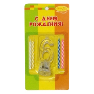 Свечи с мигающим держателем Цифра 6